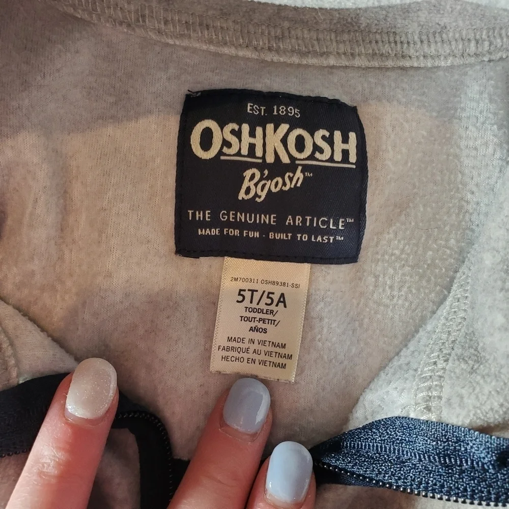 OshKosh B'gosh Toddler Colorblock Microfleece Cozie Size 5T Navy Blue & Grey